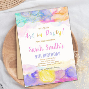 Rainbow Colour Paint Birthday Invitation