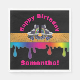 Rainbow Colour Paint  Roller Skating Birthday Part Napkin
