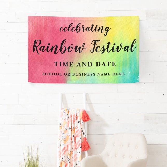 Rainbow Colour Pride Custom Printed Decor Banner (Insitu)