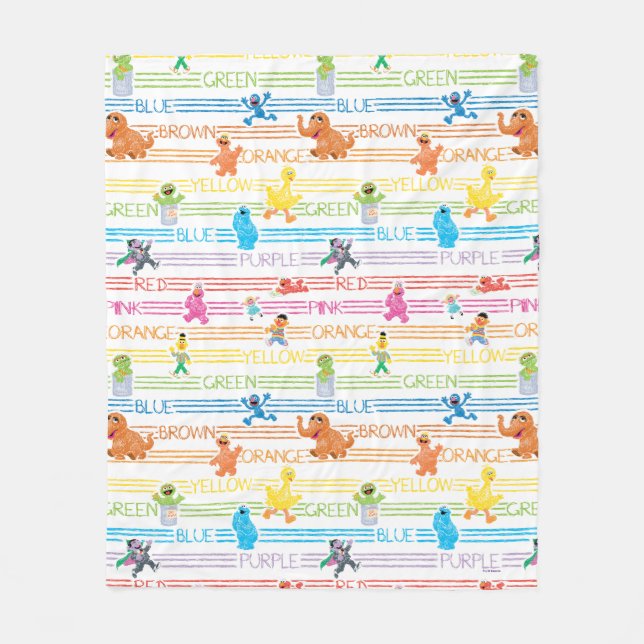 Rainbow Colour Sesame Pals Pattern Fleece Blanket (Front)