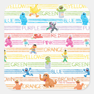 Rainbow Colour Sesame Pals Pattern Square Sticker