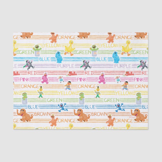 Rainbow Colour Sesame Pals Pattern Tissue Paper (Front)