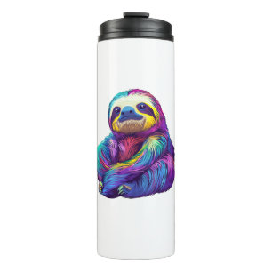Rainbow Colour Sloth Art Long Sleeve T-Shirt Thermal Tumbler
