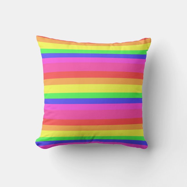 Rainbow Colour Spectrum Stripes Design Throw Pillow (Front)