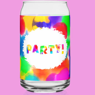 Rainbow Colour Splash Party Can Glass