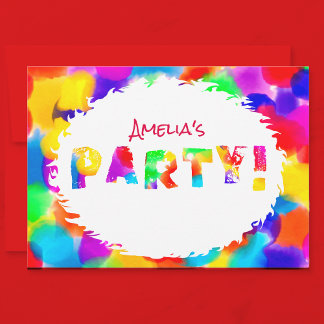 Rainbow Colour Splash Party Invitation