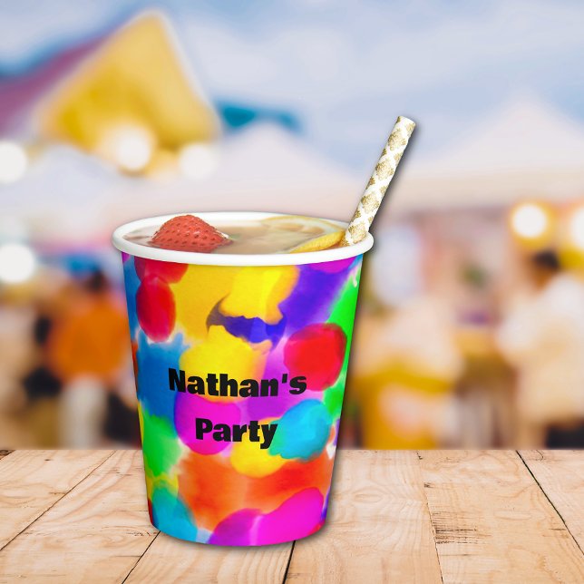 Rainbow Colour Splash Personalized  Paper Cups (Creator Uploaded)