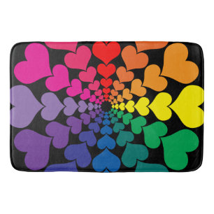 Rainbow Colour Valentine Hearts Pattern Memory Foa Bath Mat