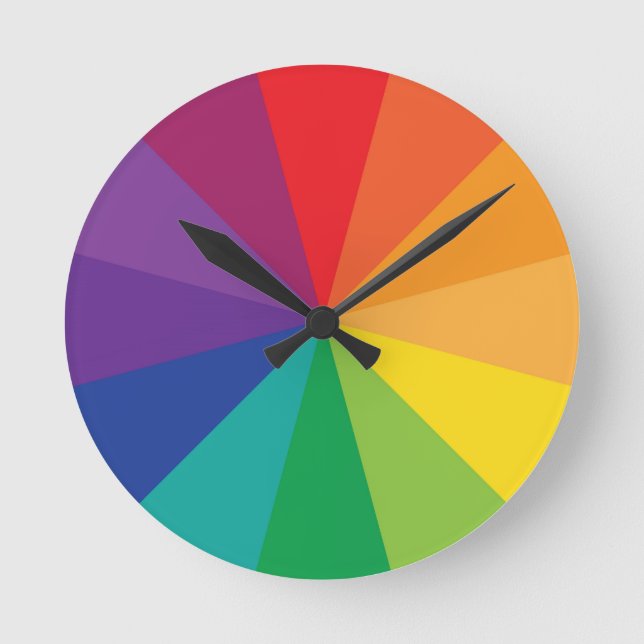 Rainbow Colour Wheel Artist Round Clock (Front)