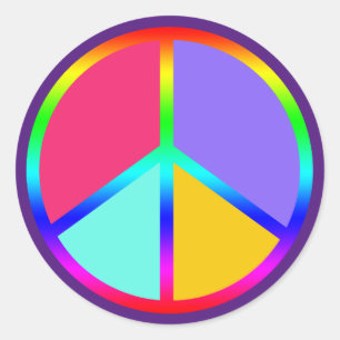 Rainbow Colour You Customize Peace Sign  Classic Round Sticker