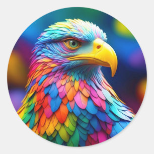 Rainbow Coloured Bald Eagle-654568 Classic Round Sticker