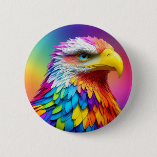 Rainbow Coloured Bald Eagle-65456 2 Inch Round Button