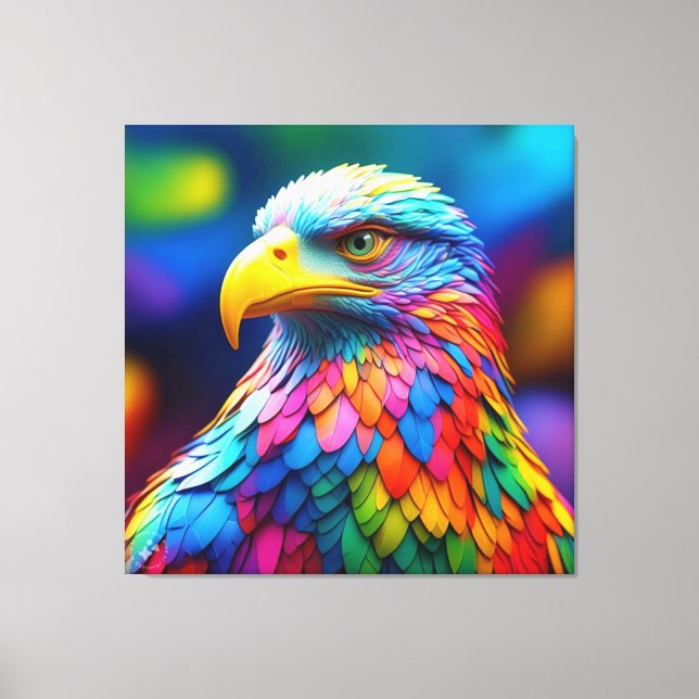 Rainbow Coloured Bald Eagle-65456 Canvas Print (Front)