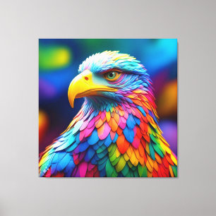Rainbow Coloured Bald Eagle-65456 Canvas Print