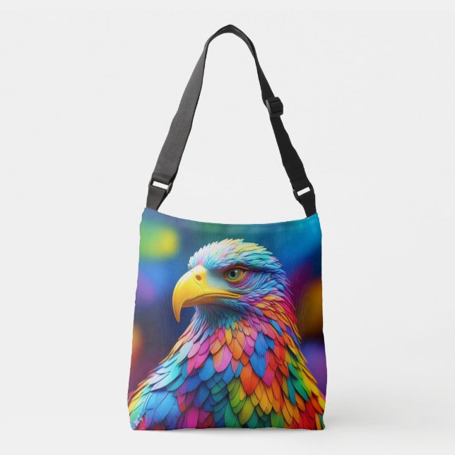 Rainbow Coloured Bald Eagle-65456 Crossbody Bag (Front)