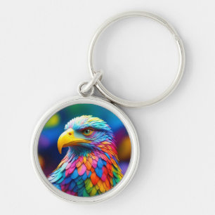 Rainbow Coloured Bald Eagle-65456 Keychain