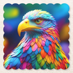 Rainbow Coloured Bald Eagle-65456 Paper Coaster