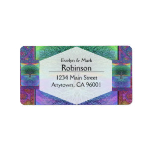 Rainbow Coloured Blue and Green Tree Label
