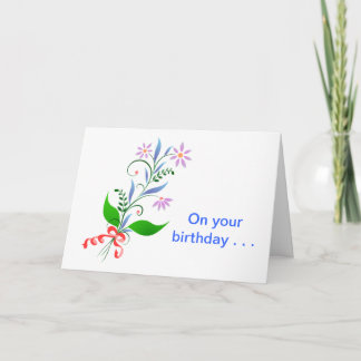 Rainbow Coloured Bouquet Birthday Card