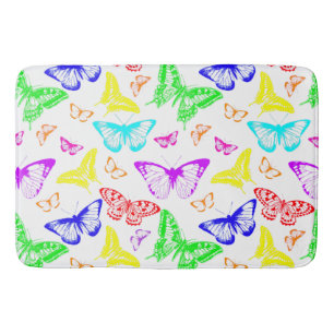 Rainbow Coloured Butterflies Flying Bath Mat