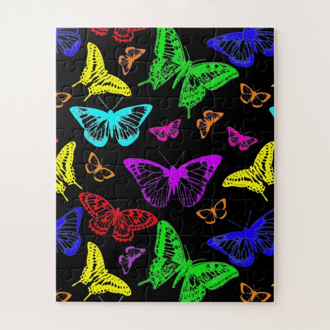 Rainbow Coloured Butterflies Flying Jigsaw Puzzle (Vertical)