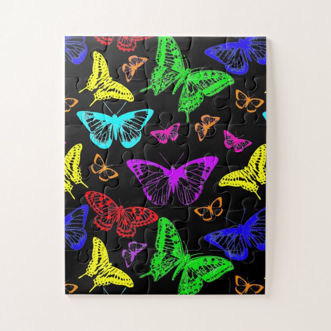 Rainbow Coloured Butterflies Flying Jigsaw Puzzle (Vertical)