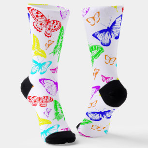 Rainbow Coloured Butterflies Flying Socks