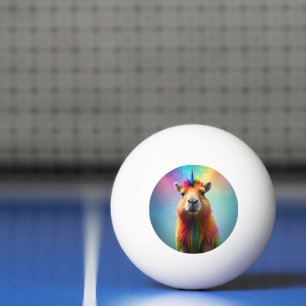 Rainbow Coloured Capybara Unicorn, Ping Pong Ball