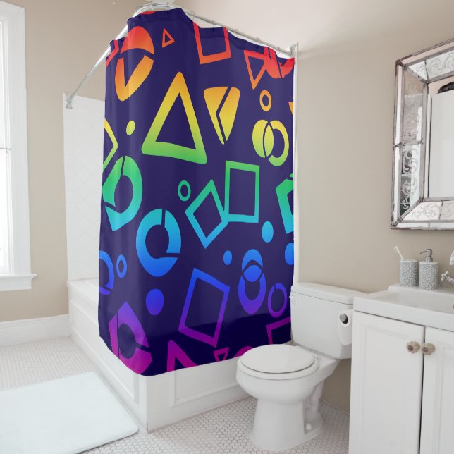 Rainbow coloured cubics dark blue background (In Situ)