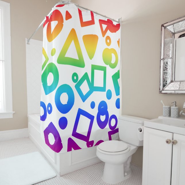 Rainbow coloured cubics white background (In Situ)