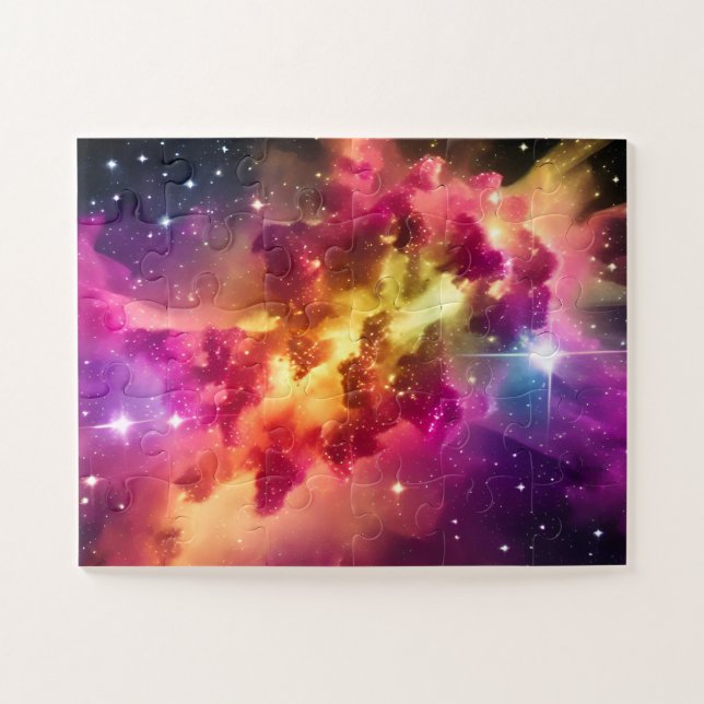 Rainbow Coloured Fun Cosmic Outer Space in Univers Jigsaw Puzzle (Horizontal)