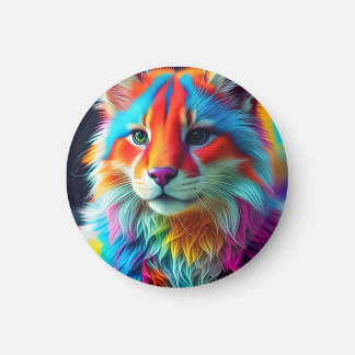 Rainbow Coloured Furry Cat-68587 Magnet