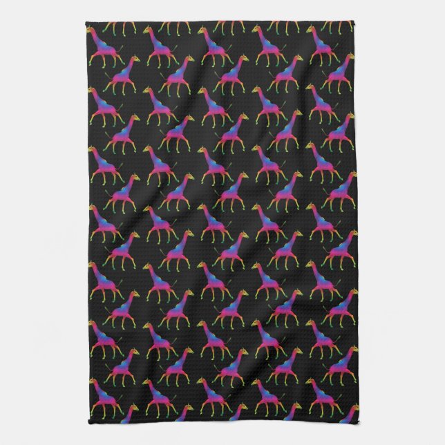 Rainbow Coloured Giraffe Kitchen Towel (Vertical)