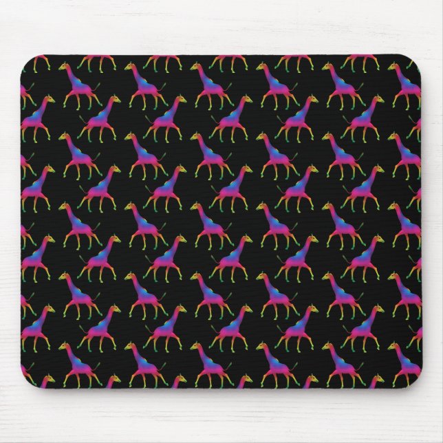 Rainbow Coloured Giraffe Mouse Pad (Front)