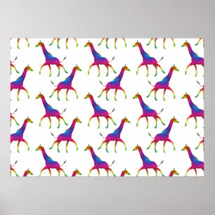 Rainbow Coloured Giraffe Poster