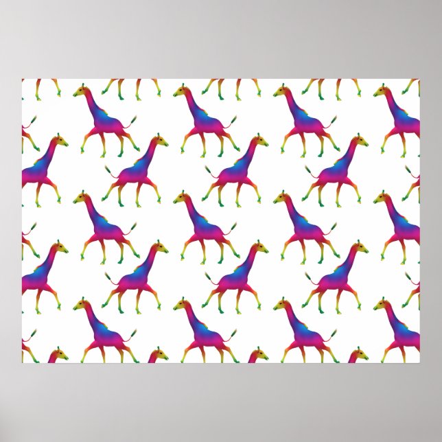 Rainbow Coloured Giraffe Poster (Front)