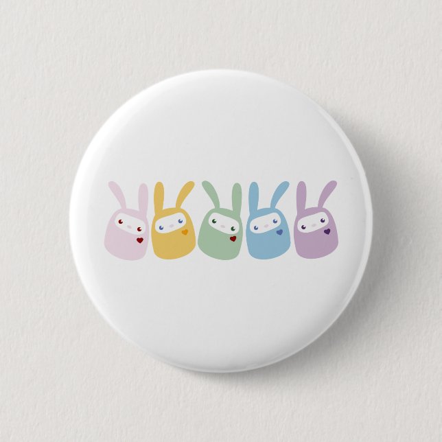 Rainbow Coloured Gumdrop Bunnies 2 Inch Round Button (Front)
