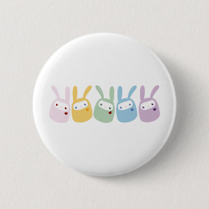 Rainbow Coloured Gumdrop Bunnies 2 Inch Round Button