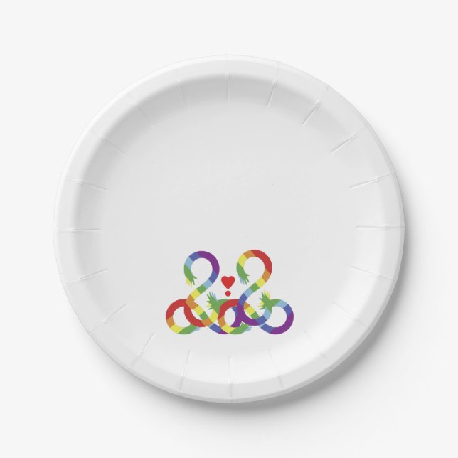 Rainbow, coloured hands paper plate (Front)