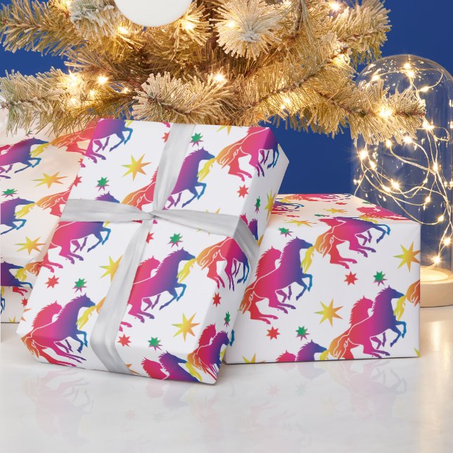 Rainbow coloured horse  wrapping paper (Holidays)