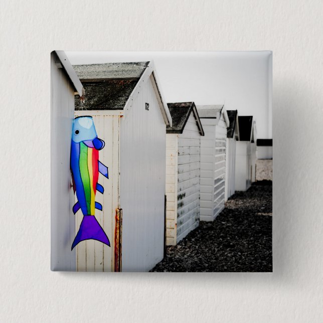 Rainbow Coloured Kite 2 Inch Square Button (Front)