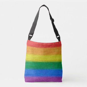 RAINBOW coloured knitting Stripes seamless pattern Crossbody Bag