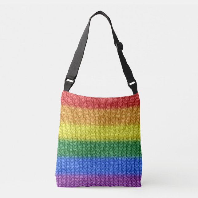 RAINBOW coloured knitting Stripes seamless pattern Crossbody Bag (Front)