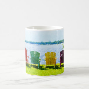 Rainbow Coloured Lakeside Adirondack Chairs Coffee Mug