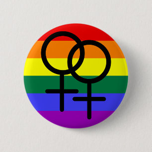 Rainbow Coloured Lesbian Pride Flag 2 Inch Round Button