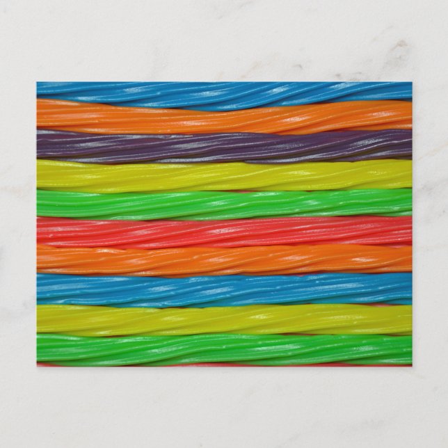 Rainbow coloured licorice candy postcard (Front)