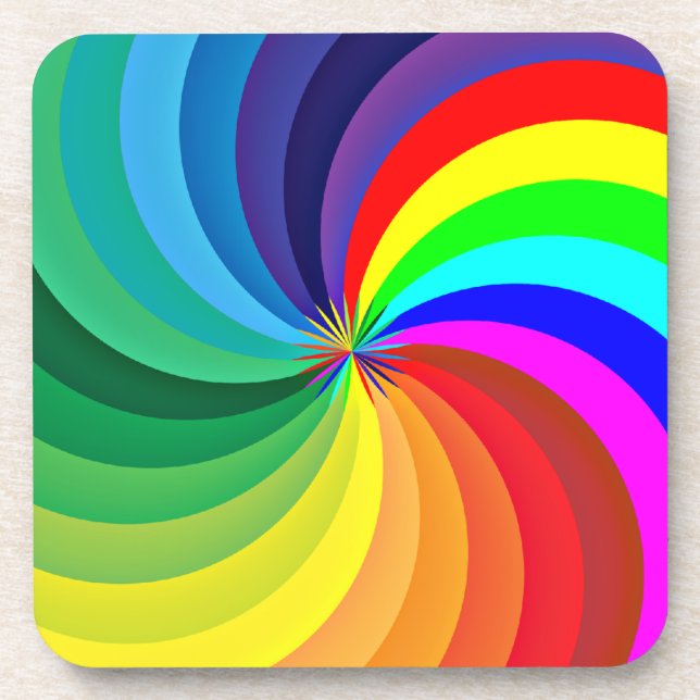 Rainbow Coloured Mandala-46556 Coaster (Front)