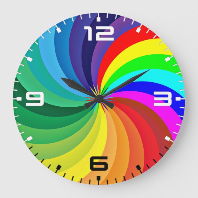 Rainbow Coloured Mandala-46556 Large Clock (Front)