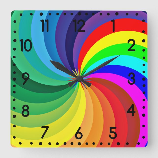 Rainbow Coloured Mandala-46556 Square Wall Clock (Front)