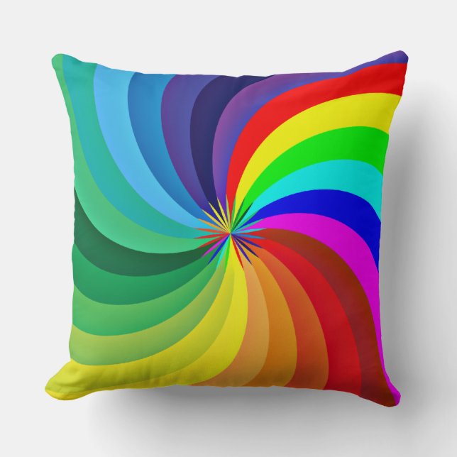 Rainbow Coloured Mandala-46556 Throw Pillow (Front)